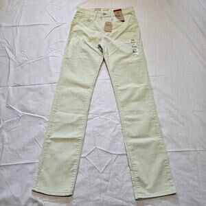 Levi's Women's 724 Corduroy High Rise Slim Straight Light Green Pants Long 4/27